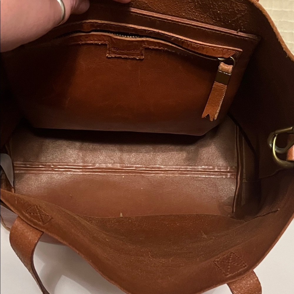Madewell Medium Transport English Saddle Brown Leather Tote Bag Purse - Picture 5 of 13